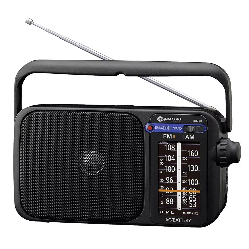 Portable AM/FM Radio | Pocket Speaker Music Radio 3.5mm Headphone Jack | Fishing Sports Radio | Black