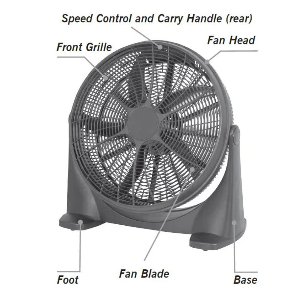Heller 50cm Floor/Desk Fan | High Velocity Air Cooler Fan | Cooling/Circulator | Black