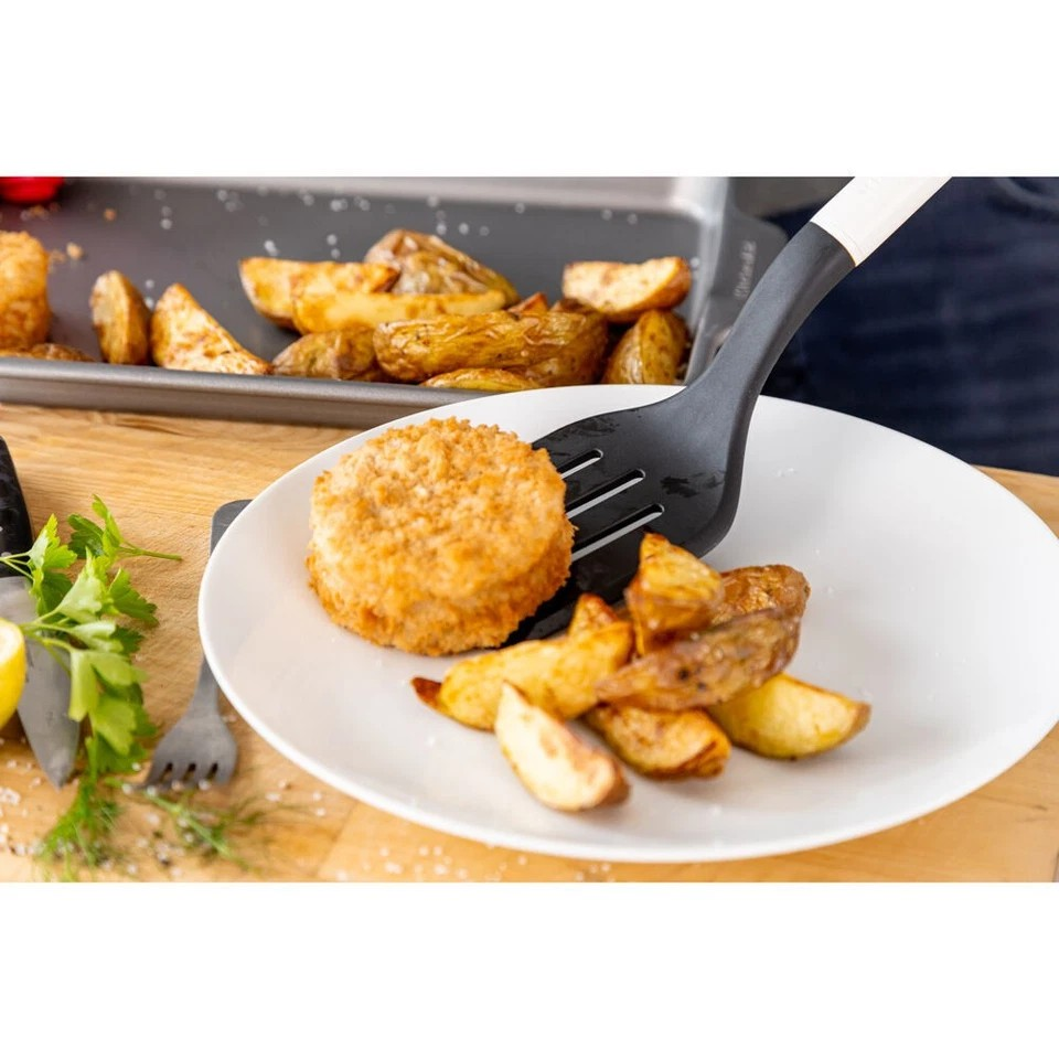 KitchenAid Classic Slotted Nylon Turner/Spatula | Utensil Porcelain White | 2PK Home Chefs