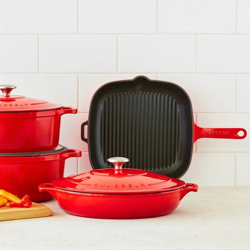 Chasseur Square Grill Pan 25cm Chilli Red