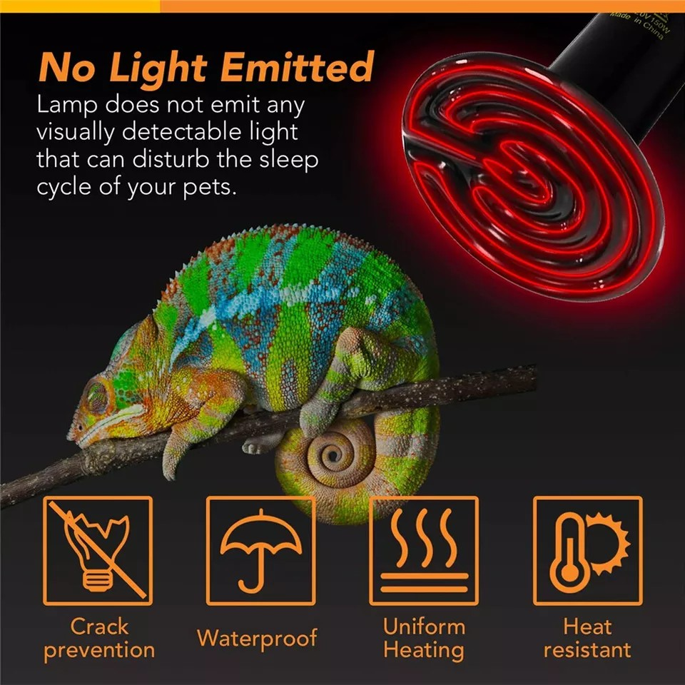 Ceramic Heat Emitter 50W-200W - Infrared Heat Lamp for Reptiles, Chickens & Pets | No Light Heat Bulb for Terrariums & Brooders
