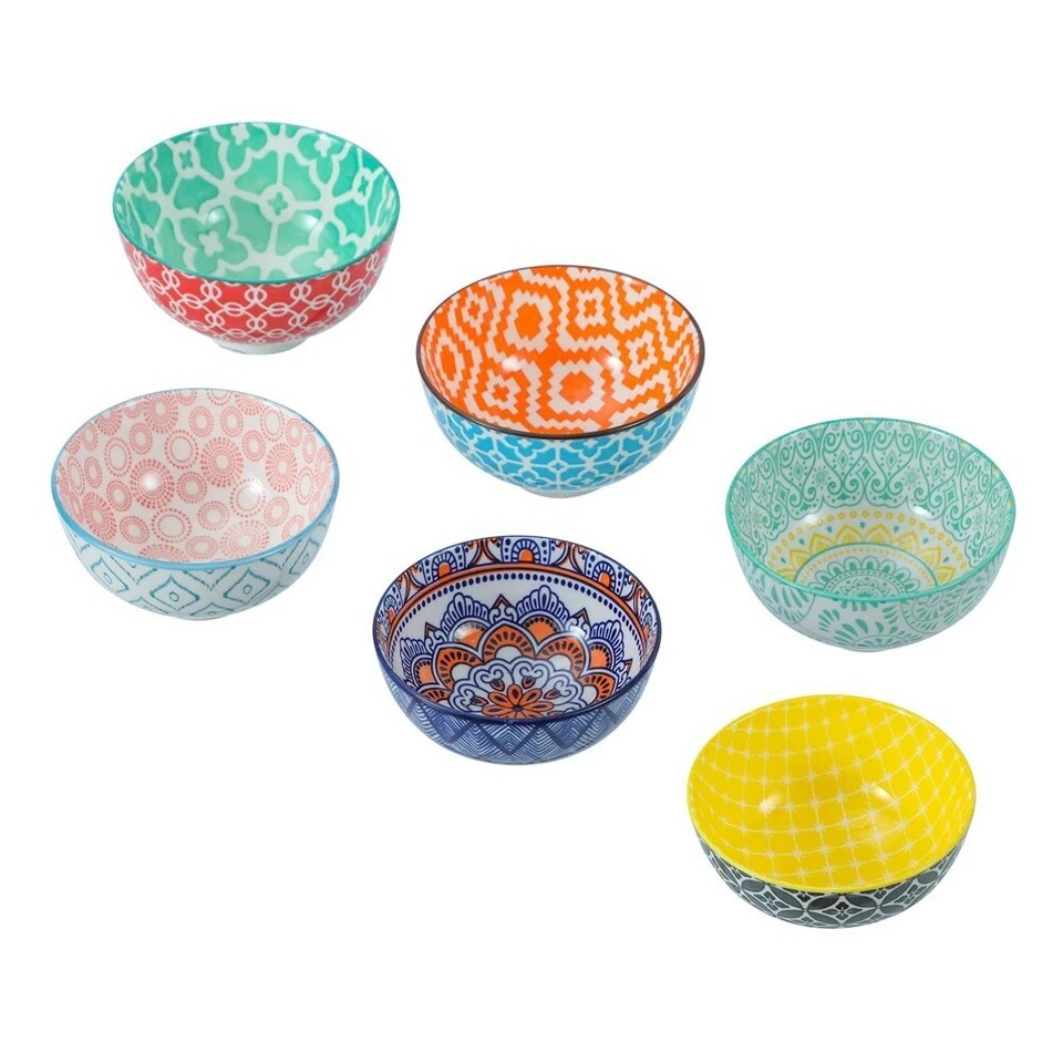 Lemon & Lime Moroccan Deco | 11.5cm Ceramic Rice Soup | Serving Bowl Round Asstd x 8