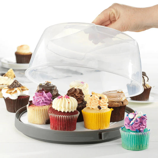 Portable Cake Cupcake Carrier | Birthday Work Business School Cake Dessert Carry Case | 29cm Domed Lid food Container Storage Box