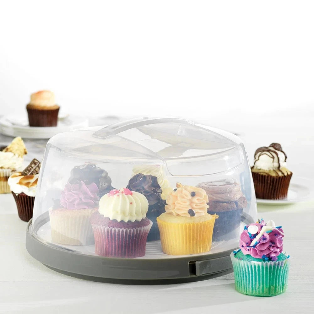 Portable Cake Cupcake Carrier | Birthday Work Business School Cake Dessert Carry Case | 29cm Domed Lid food Container Storage Box