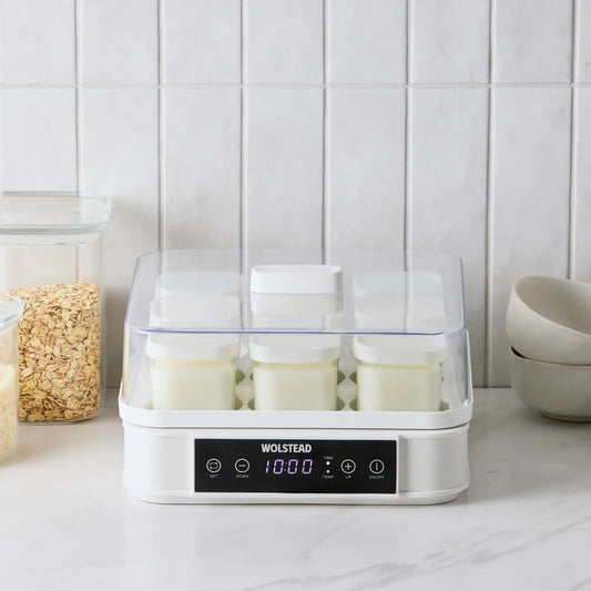 Wolstead Yoghurt Maker 1.5L | Electric Digital Natural Yoghurt Preservative-Free Homemade | BPA Free | 9x Glass Jars