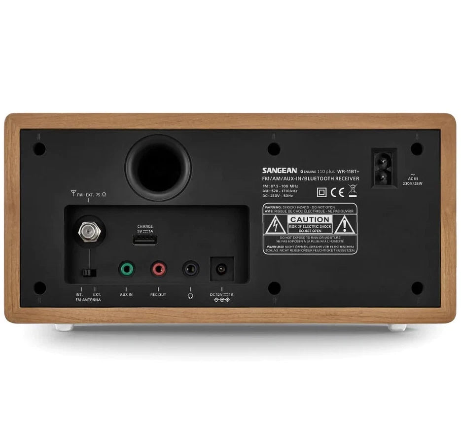 Sangean Retro AM/ FM Radio Bluetooth Speakers, Deep Bass, AUX-In, Wooden Look Music Player