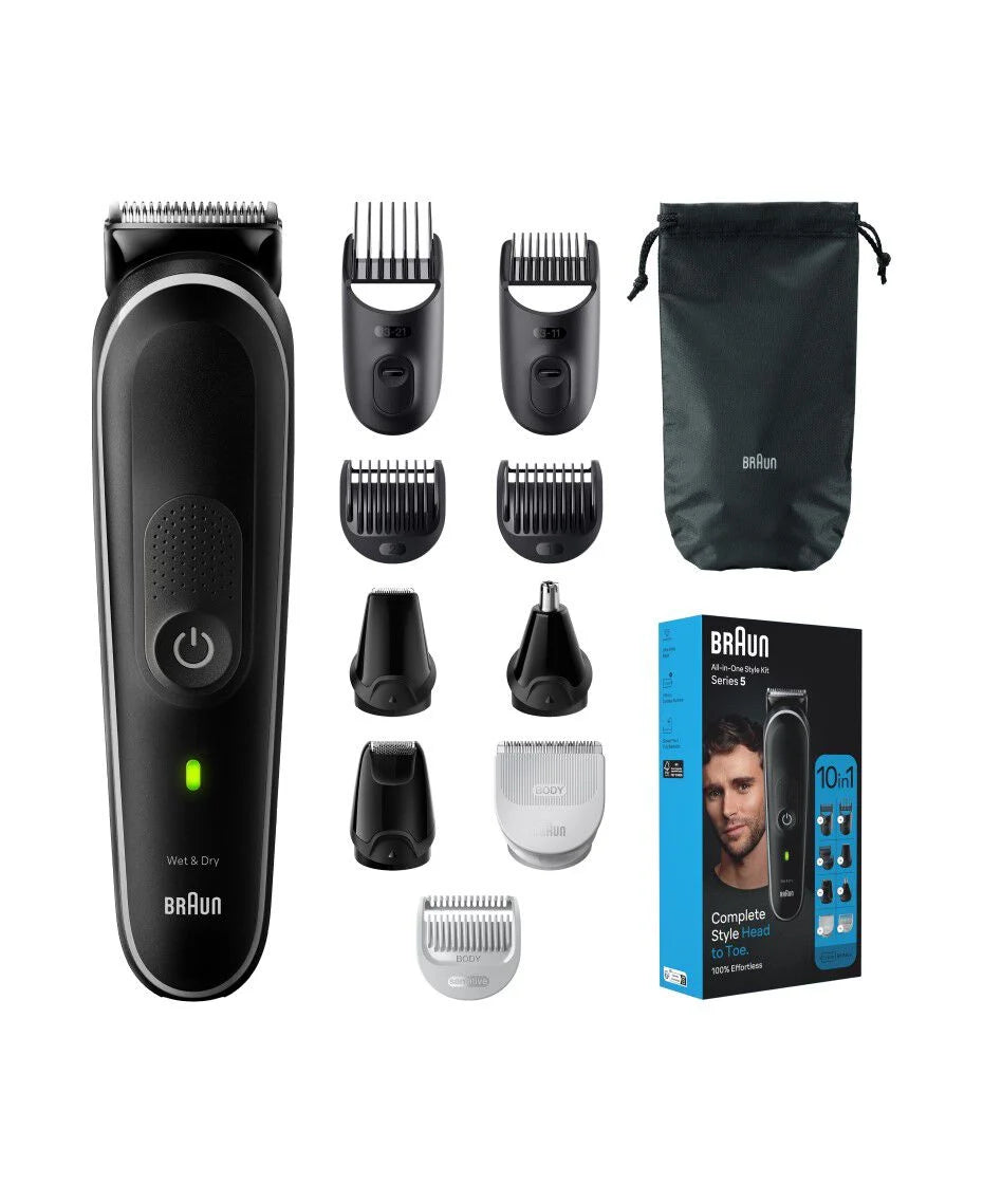 Braun Series Shaver | 5 10-in-1 All-in-One Waterproof Style Grooming Kit | Ultra Sharp Blades | Li-ion Battery | Detail Trimmer Included