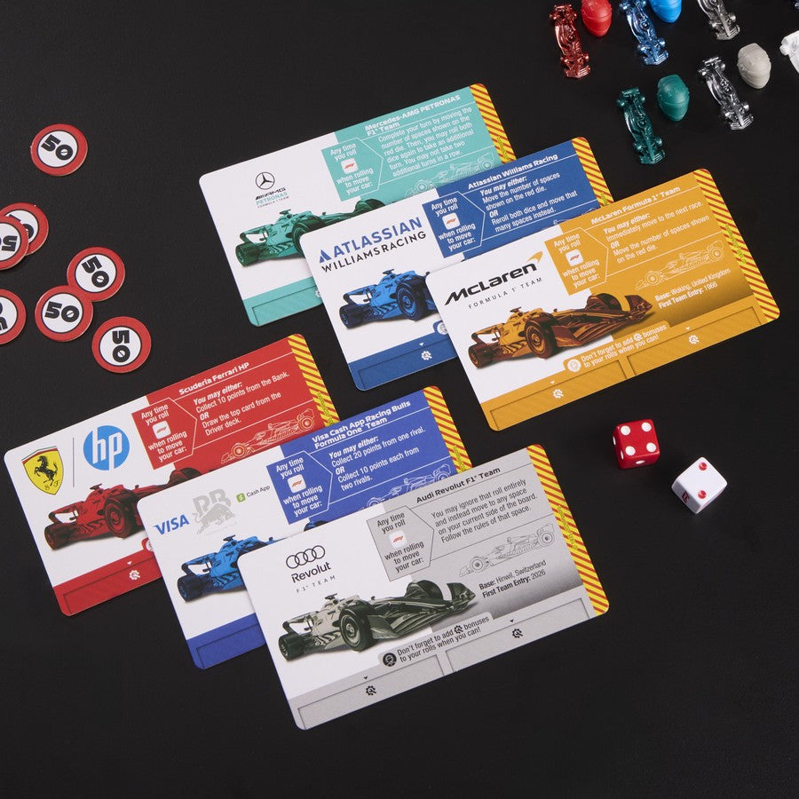 Monopoly Grand Prix F1 Boardgame, Family Board Games Racing Championship Challenge, with Car and Helmet Tokens