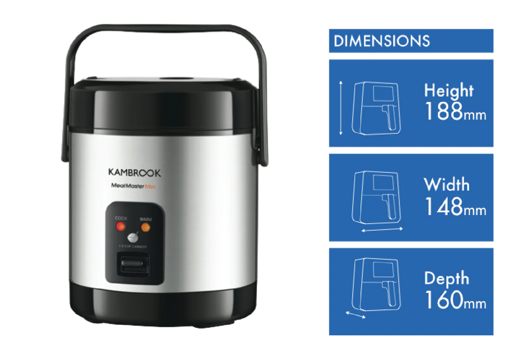 Kambrook Electric Meal Maker Mini Multi-Cooker Portable Stainless Steel Kitchen Appliance 1.5 Cup