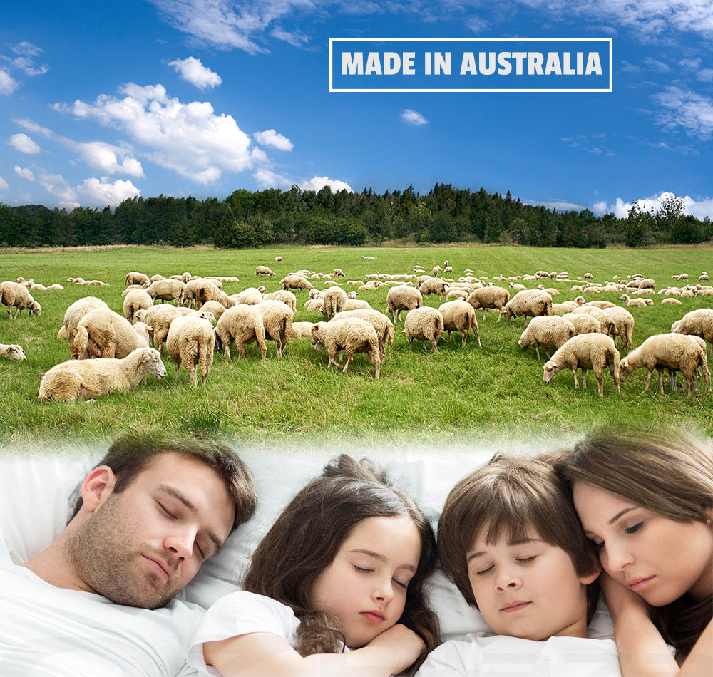 Queen Fully Fitted Reversible Wool Underlay - Australian Made Woollen Wollen Underblanket Topper Bedding 550 GSM