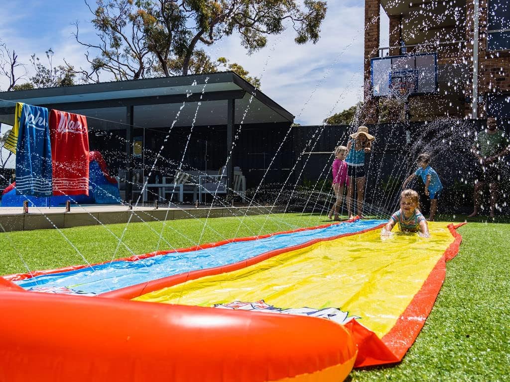 Wahu Double Water Slide Kids Adults Family Water Sprayer | Backyard Fun Sliding Outdoor Summer