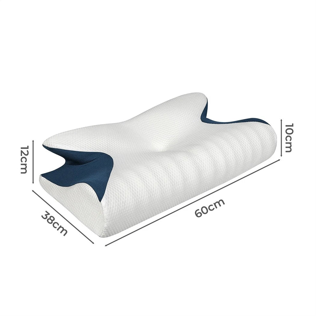 Premium Ergonomic Neck Pillow Back Side Stomach Sleeper Memory Foam - Machine Washable Cover