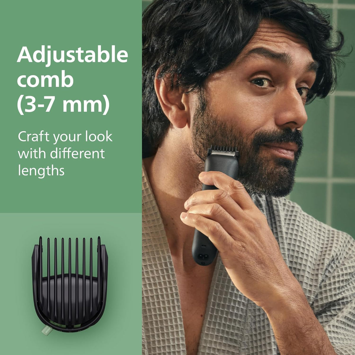 Philips Mens Cordless Head and Beard Trimmer All-In-One Shaver Head Clipper Haircutting Set, 7 Attachments