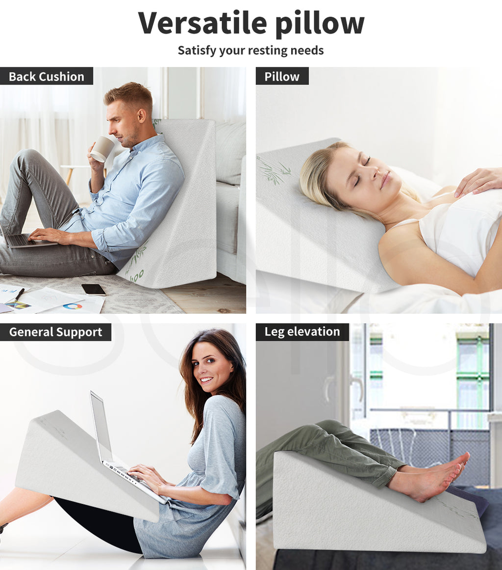 Wedge Support Pillows Bed Pregnancy Back Leg Supportive Pillow - Medium Firm Cooling Gel Core - Bamboo Cover