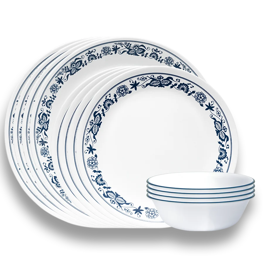4 Person Dining Set, Modern Dinnerware Tempered Glass, Dinner and Side Plates and Bowls (12 Pieces)
