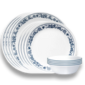 4 Person Dining Set, Modern Dinnerware Tempered Glass, Dinner and Side Plates and Bowls (12 Pieces)