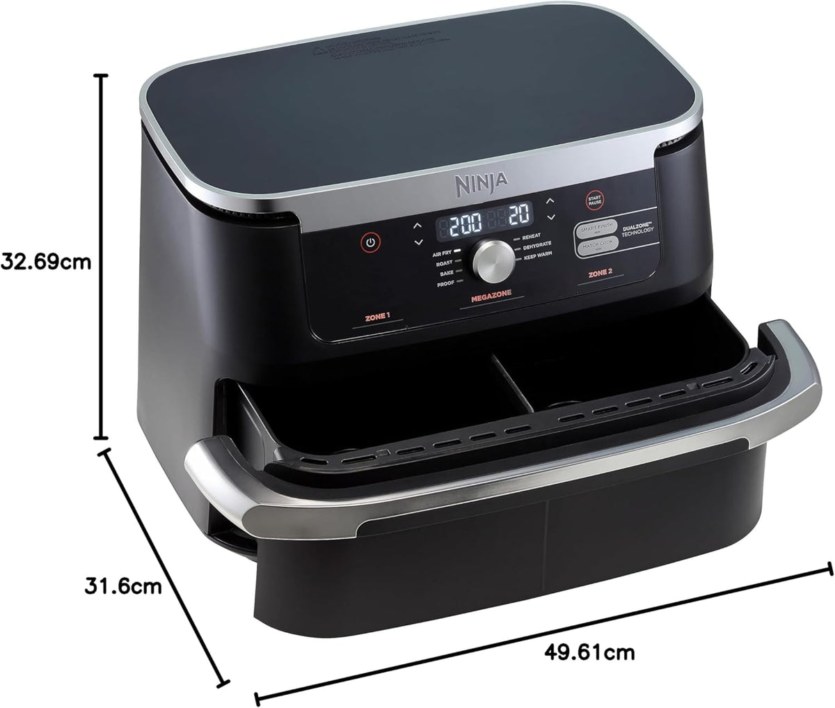Ninja 6.6L Airfryer | Dual Basket Megazone Air Frying Grill Meat Vegetable Cooker