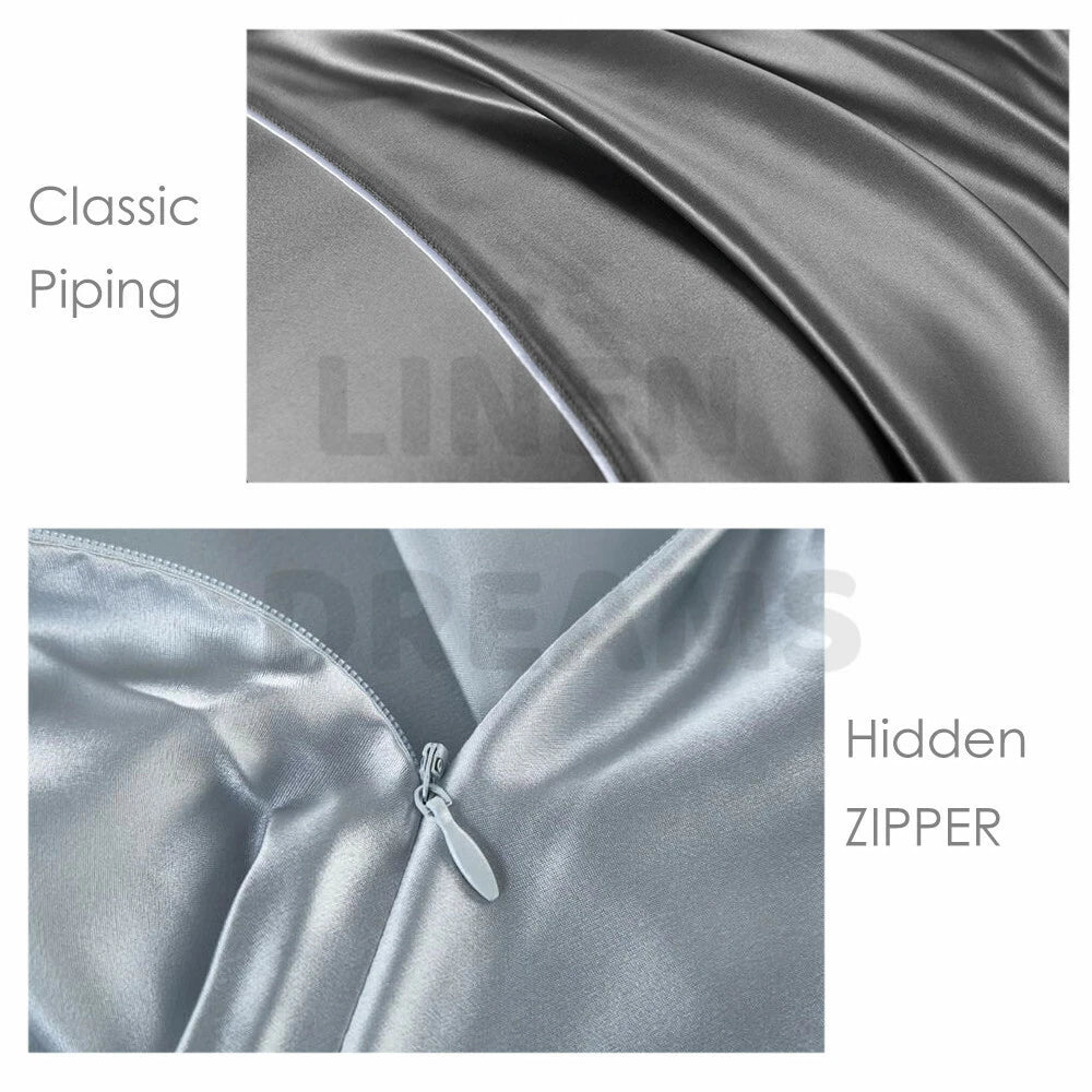2x Luxury Silk Pillowcases - Luxurious Bedroom Pillow Covering Standard Slip Protector -  Hypoallergenic Mulberry Silk