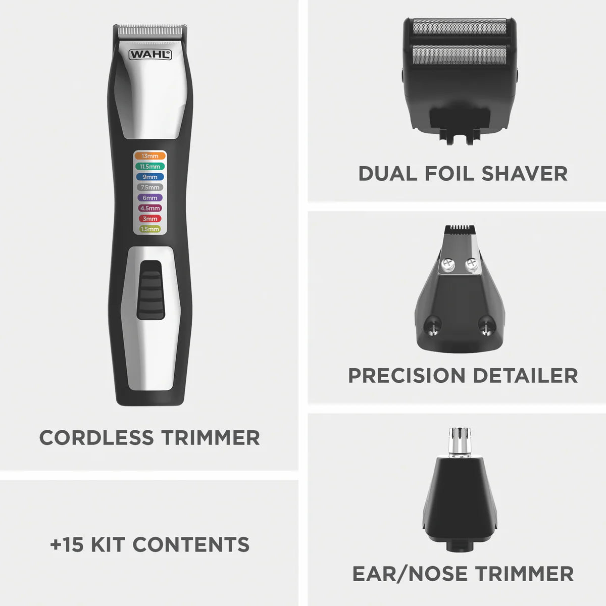 Wahl Cordless Beard Men's Mustache  Stubble Trimmer Rechargeable Clipper Shaver Razor 1.5-13mm