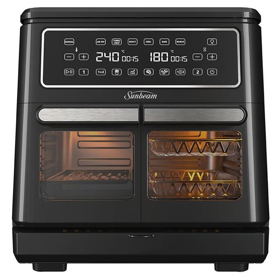 Sunbeam 11.4L Large Air Fryer Family Single/ Dual Cooker 10 Settings, Electric Appliance Cooker Airfryer Airfry Home Portable Cooking