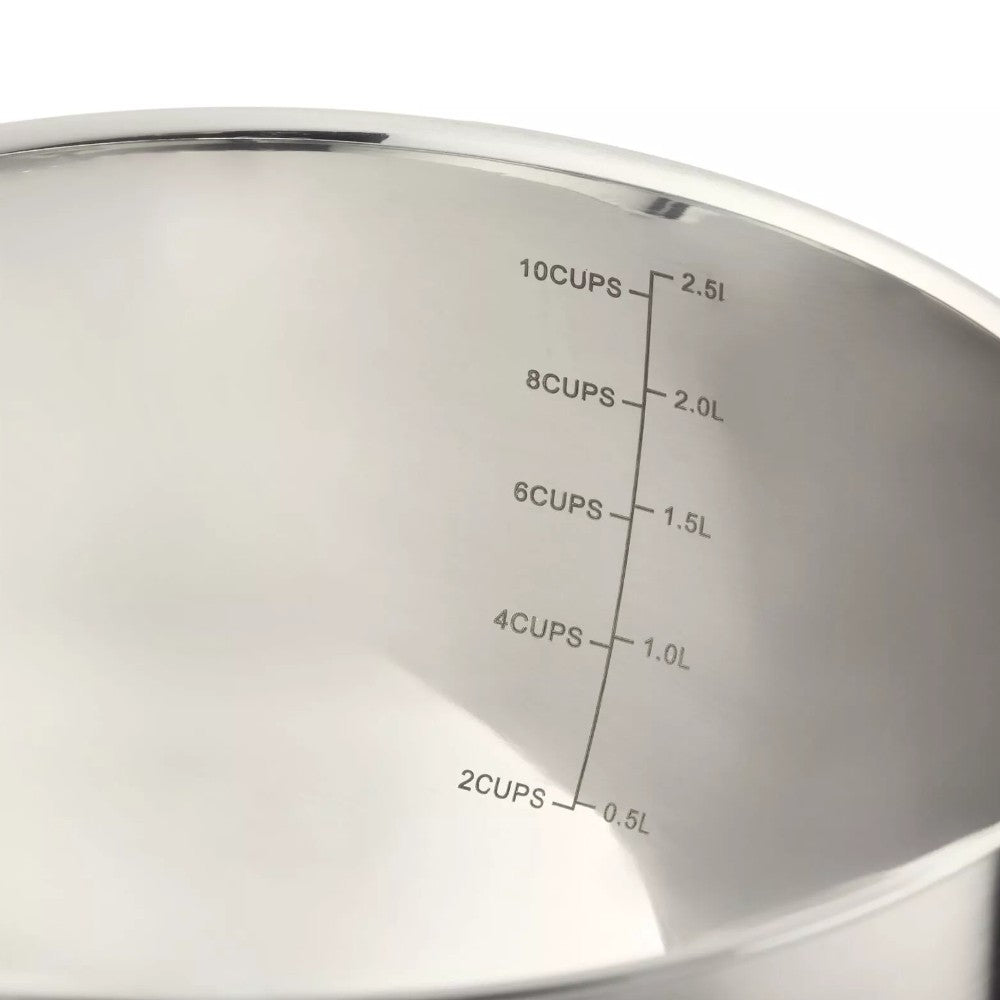 MasterPro 3pc Stainless Steel Mixing Bowls with Lids - Round Polished Mix Salad Prep Bowl Kitchen Baking Prep Bowl