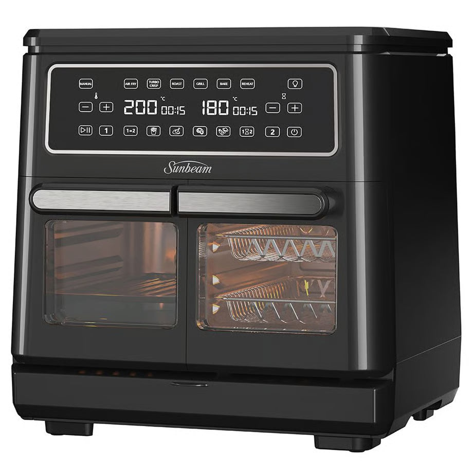 Sunbeam 11.4L Large Air Fryer Family Single/ Dual Cooker 10 Settings, Electric Appliance Cooker Airfryer Airfry Home Portable Cooking