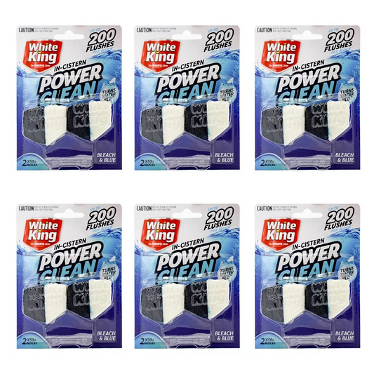 12pc White King In-Cistern Power Clean Blocks Toilet Cleaner 50g Bleach & Blue