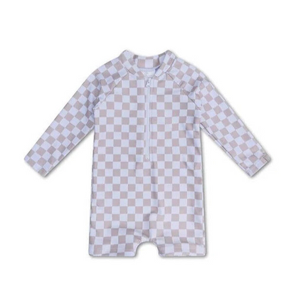 Swim Essentials UV Long Sleeved Swimsuit Rashguard Sand Check Kids