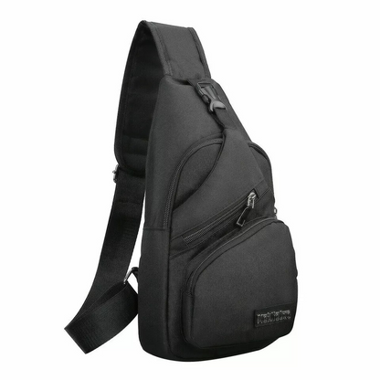Men Chest Bag | Shoulder Backpack | Sling Cross Body Satchel | Travel Outdoor USB Port | Black