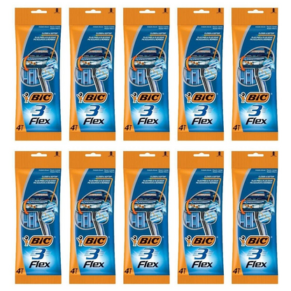 BIC 3-Flex Men's Disposable Shaving Razor | Closer & Softer Triple-Blade | 40 Sticks