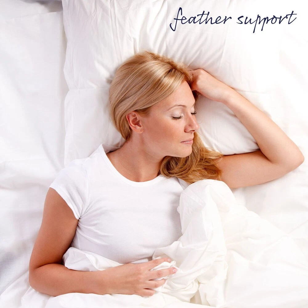Royal Comfort 1000 GSM Duck Feather & Down Cotton Bedding Pillow | Two Pcs 50x75cm | White