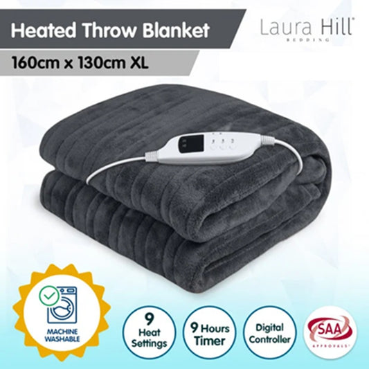 Heated Throw Rug | 160x130 cm Warming Blanket Blankie Shrug Rug Bedding Sofa Heating