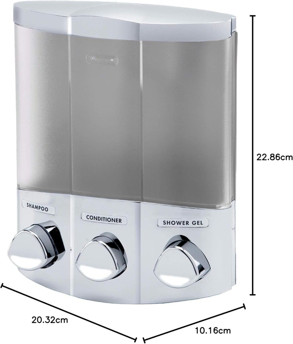 Bathroom Soap Dispenser | 3 Pump European Liquid Soap Lotion Shampoo Conditioner | Wall Mounted