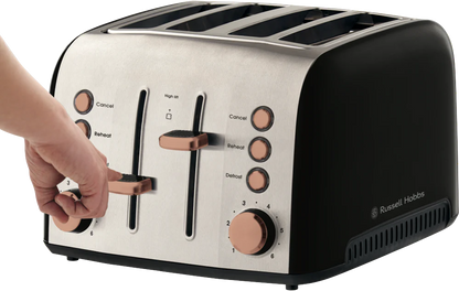 Russell Hobbs 4 Slice Toaster | Kitchen Bread Toasting Browning Machine | Wide Slots Defrost