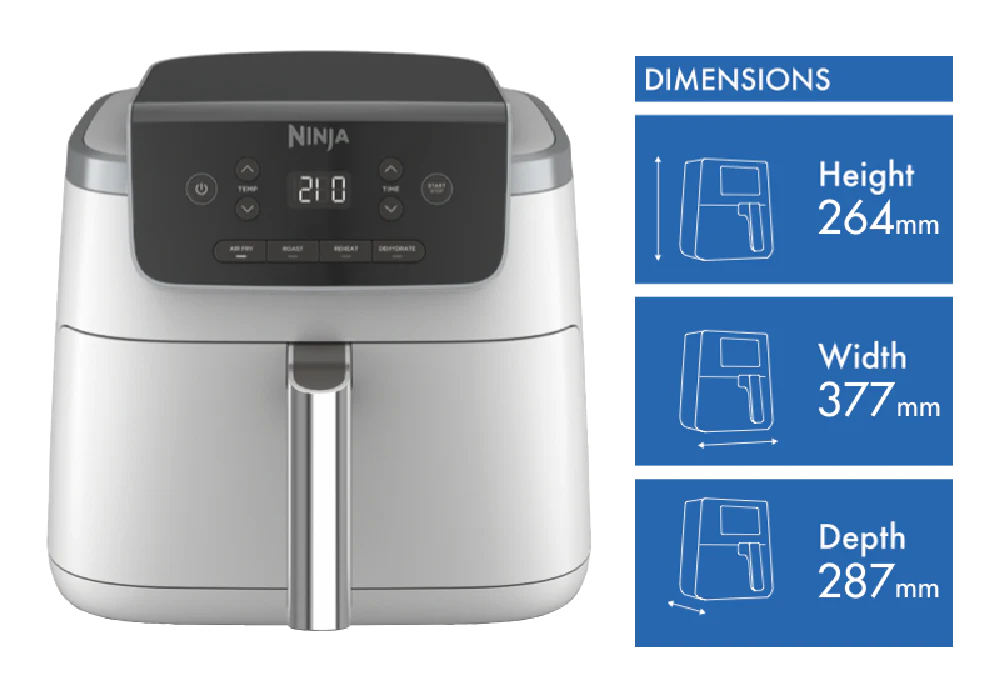 Ninja Air Fryer 4.7L Airfrying Machine | Electric Kitchen Appliance Cooker | 4 Cooking Functions: Air Fry, Roast, Reheat and Dehydrate
