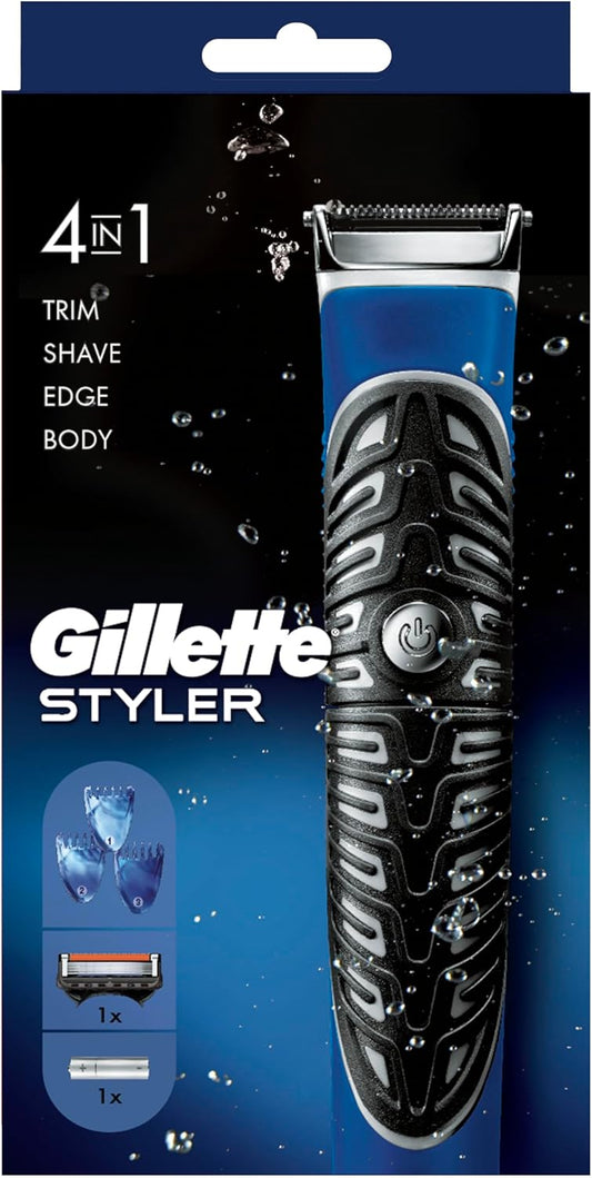 Gilette All Purpose Beard Trimmer | Compact Battery Razor Edger | Waterproof Travel Shaver
