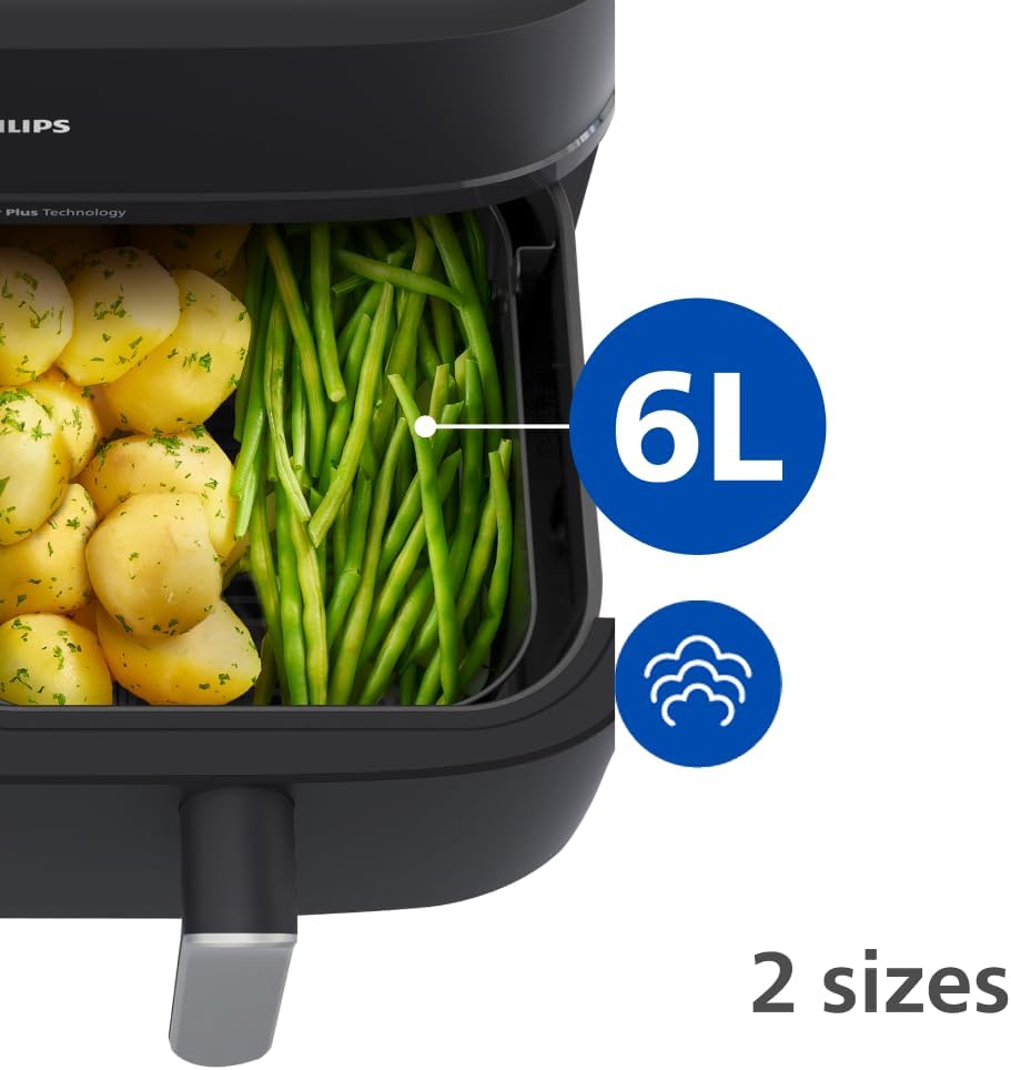 Philips Dual Basket Airfryer Double Air Cooker 6L+3L Healthy Steamer Air Fryer Frying XXL - Crispy Tender Steamed - Home Kitchen Appliance Cooker