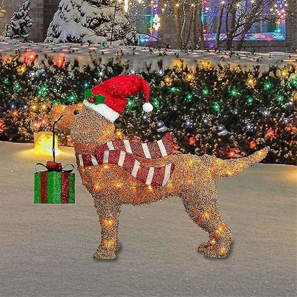 2d Christmas Dog With Led Lights | Yard Decoration With Acrylic Garden Stake | Durable and waterproof