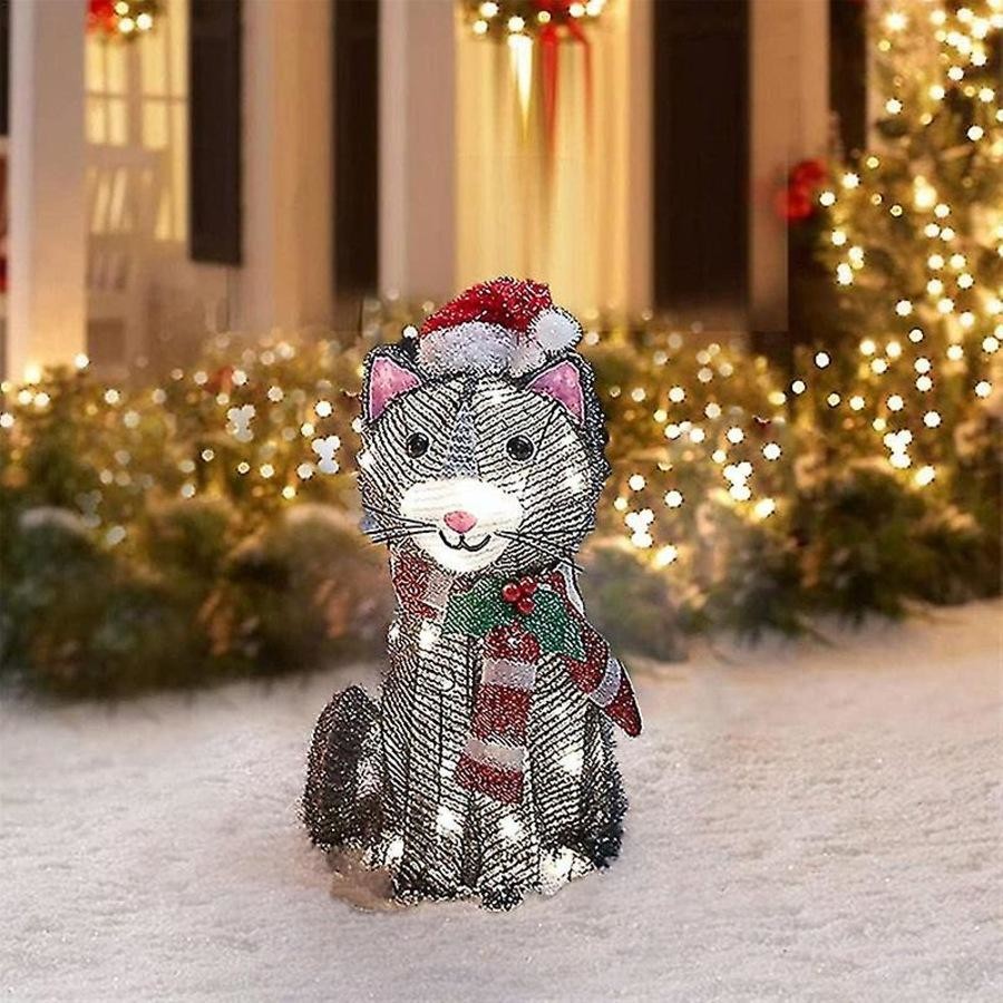 2d Christmas Dog With Led Lights | Yard Decoration With Acrylic Garden Stake | Durable and waterproof