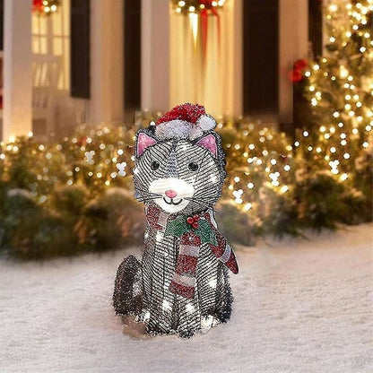 2d Christmas Dog With Led Lights | Yard Decoration With Acrylic Garden Stake | Durable and waterproof