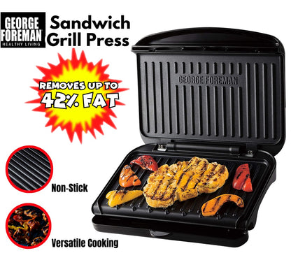 George Foreman Electric Contact Grill | Kitchen Benchtop Sandwich Panini Press Maker | Home Office Cafe Toaster Toastie Appliance