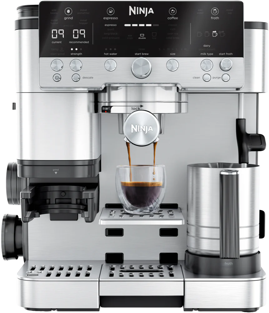 Ninja Premium Coffee Machine | 3-in-1 Brew Espresso Filter and Cold Brew Coffee Maker Machine | Milk Frother - Steams and Froths