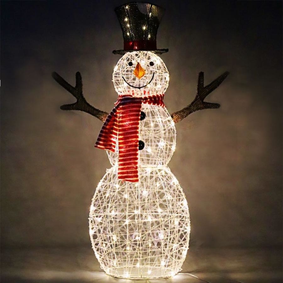 Costway 1.1M Pre-lit 3D Snowman | Christmas Decoration | Outdoor LED Xmas Lights | Party Garden Yard Home Xmas Decor