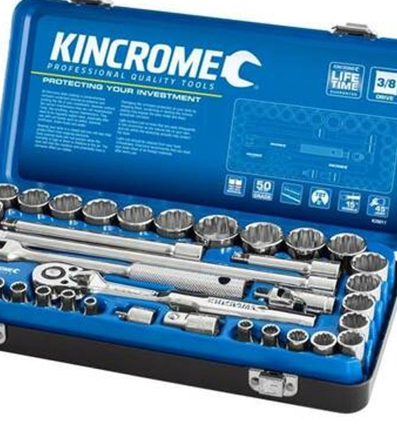 Kincrome 39PC Socket Set | 3/8" Metric Imperial Gear Ratchet Tool Case Kit New