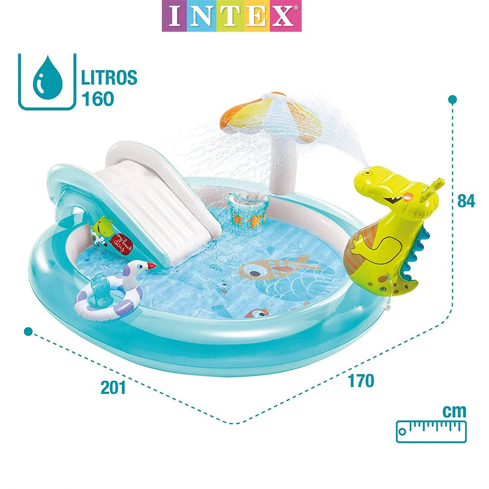 Intex Inflatable Kids Pool with Slide and Water Sprayer, Childrens Toddler Backyard Splash Play Pool