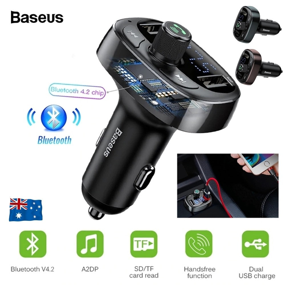Baseus Handsfree Wireless Bluetooth | Car FM Transmitter | MP3 Player USB Charger AU