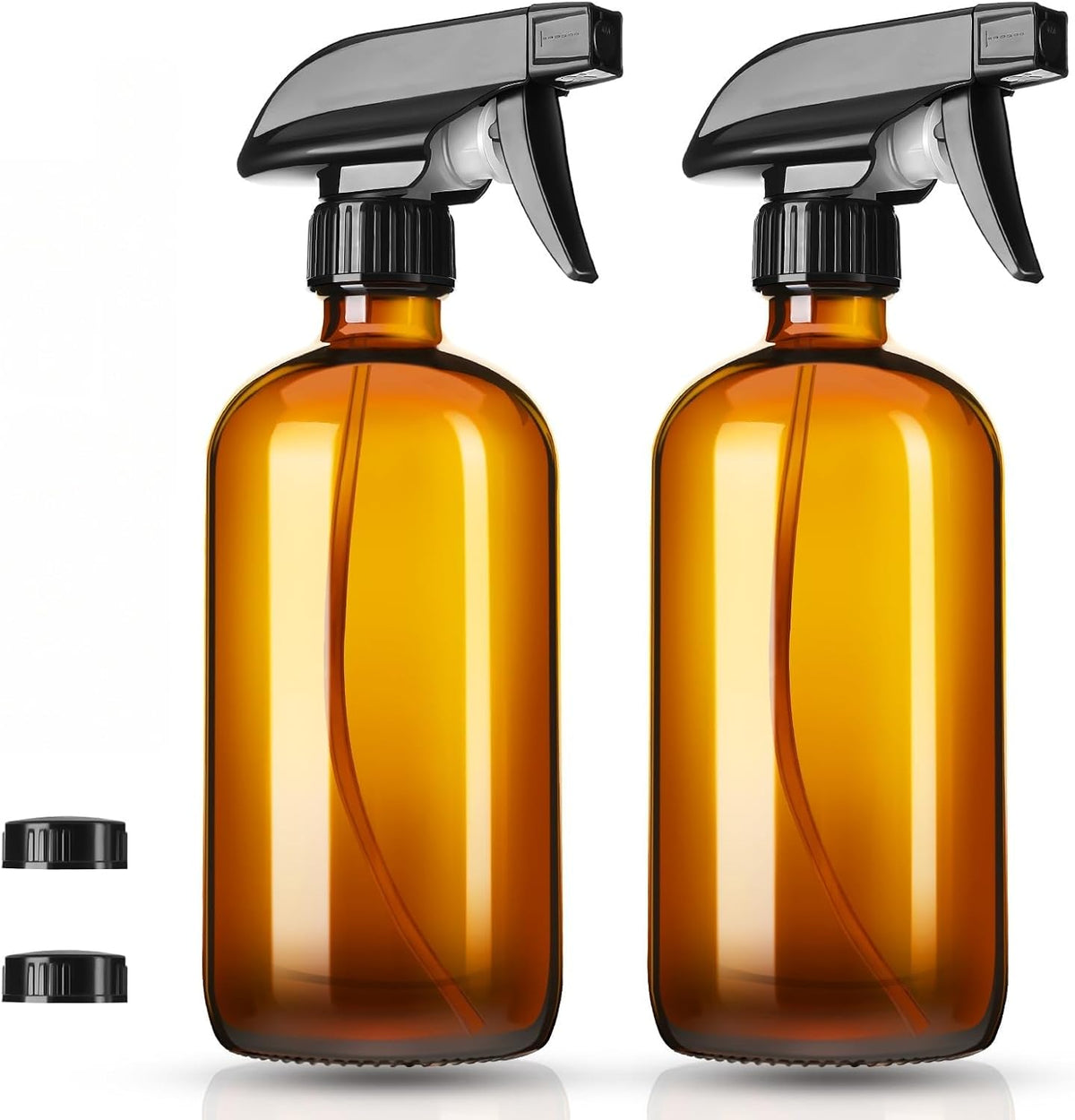 2x Glass Spray Bottles 500ml Cleaning Solution Plant Sprayer, Leak-Proof Trigger Sprayer, BPA-Free 3 Settings