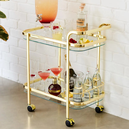 Portable Bar Cart | Dessert Entertaining Drinks Trolley Wine Coffee Kitchen Rack Glass Holder
