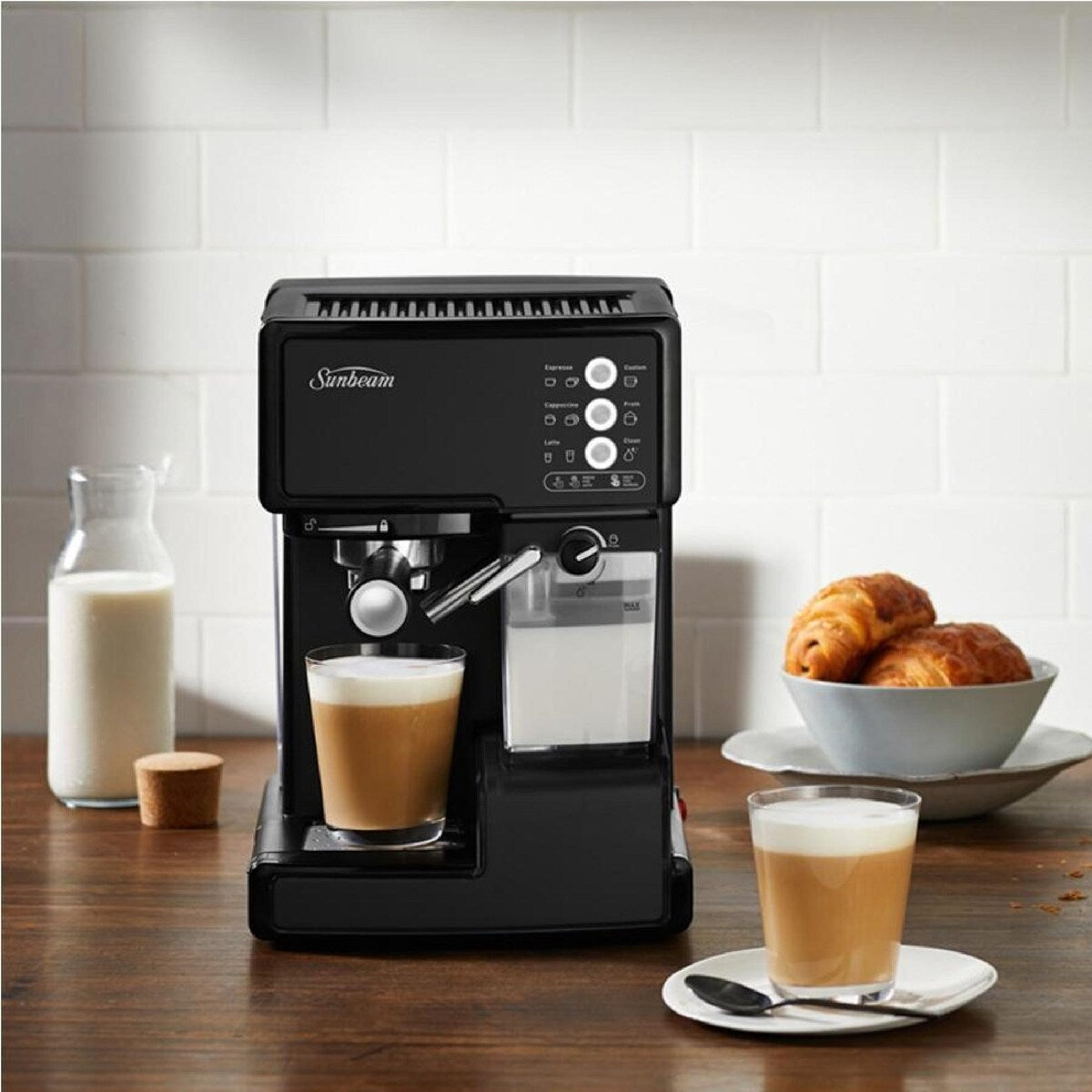 Sunbeam Café Barista Coffee Machine EM5000K | Thermoblock technology powers an ultra-efficient heating system | Barista Style Coffee | Semi-automatic Coffee Machine | Auto Milk Frother