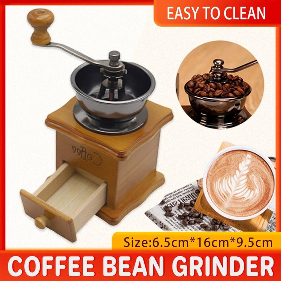 Vintage Manual Coffee Bean Grinder | Classic Hand Coffee Machine | Retro Grinding Rustic Charm | Fresh Beans